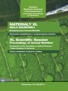 Materiały XL Sesji Naukowej Komisji Żywienia Zwierząt KNZ-PAN Sterowanie metabolizmem u zwierząt poprzez żywienie, [Piechowice, 15-17.06.2011 r.] = XL Scientific Session proceedings of Animal Nutrition Commission of the Committee on Animal Sciences - Polish Academy of Sciences Animal metabolism control by nutrition