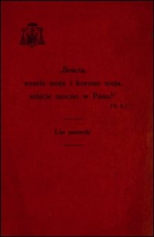 "Bracia, wesele moje i korono moja, stójcie mocno w Panu!" Fil. 4,1 : list pasterski na początek Wielkiego Postu 1937 r.