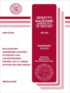 Wpływ budowy anatomicznej gruczołu sutkowego loch lub zastosowania surowicy anty-H. somnus na wyniki odchowu prosiąt
