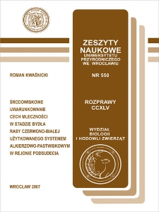 Środowiskowe uwarunkowanie cech mleczności w stadzie bydła rasy czerwono-białej użytkowanego systemem alkierzowo-pastwiskowym w rejonie Podsudecia