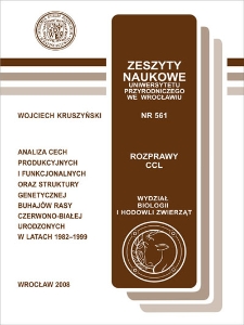 Analiza cech produkcyjnych i funkcjonalnych oraz struktury genetycznej buhajów rasy czerwono-białej urodzonych w latach 1982-1999