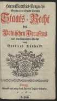 Herrn Gottfried Lengnichs […] Staats-Recht des Polnischen Preussens […]