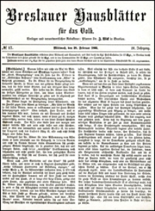 Breslauer Hausbl&auml;tter f&uuml;r das Volk. Jg. 4, Nr. 17 (1866)