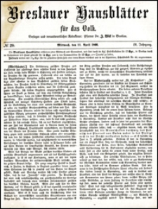 Breslauer Hausbl&auml;tter f&uuml;r das Volk. Jg. 4, Nr. 29 (1866)