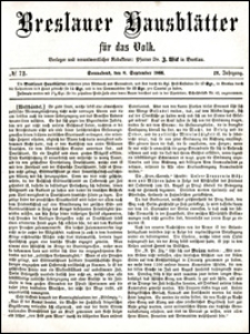 Breslauer Hausbl&auml;tter f&uuml;r das Volk. Jg. 4, Nr. 72 (1866)