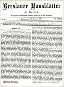 Breslauer Hausbl&auml;tter f&uuml;r das Volk. Jg. 4, Nr. 92 (1866) + Beilage
