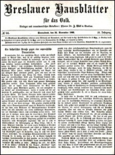 Breslauer Hausbl&auml;tter f&uuml;r das Volk. Jg. 4, Nr. 94 (1866) + Beilage