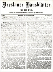 Breslauer Hausbl&auml;tter f&uuml;r das Volk. Jg. 4, Nr. 98 (1866) + Beilage