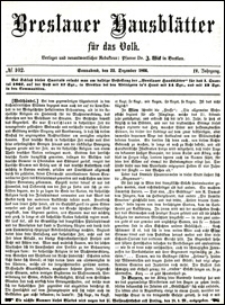 Breslauer Hausbl&auml;tter f&uuml;r das Volk. Jg. 4, Nr. 102 (1866) + Beilage
