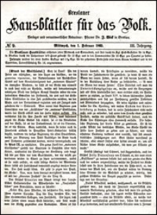 Breslauer Hausbl&auml;tter f&uuml;r das Volk. Jg. 3, Nr. 9 (1865)