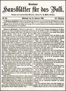 Breslauer Hausblätter für das Volk. Jg. 3, Nr. 13 (1865)