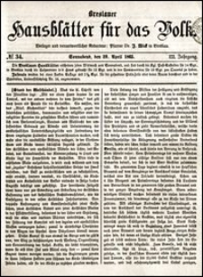 Breslauer Hausbl&auml;tter f&uuml;r das Volk. Jg. 3, Nr. 34 (1865)