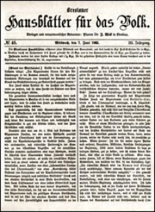 Breslauer Hausbl&auml;tter f&uuml;r das Volk. Jg. 3, Nr. 45 (1865)
