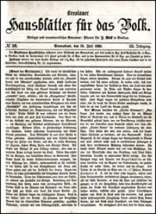 Breslauer Hausbl&auml;tter f&uuml;r das Volk. Jg. 3, Nr. 56 (1865)