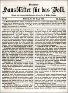 Breslauer Hausbl&auml;tter f&uuml;r das Volk. Jg. 3, Nr. 67 (1865)