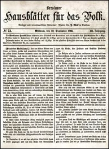 Breslauer Hausblätter für das Volk. Jg. 3, Nr. 73 (1865)