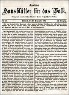 Breslauer Hausbl&auml;tter f&uuml;r das Volk. Jg. 3, Nr. 77 (1865)