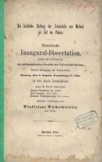 Die kirchliche Stellung der Erzbischöfe von Mailand zur Zeit der Pataria : historische Inaugural-Dissertation