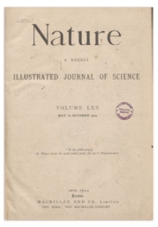 Nature : a Weekly Illustrated Journal of Science. Volume 70, 1904 July 28, [No. 1813]