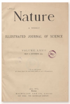 Nature : a Weekly Illustrated Journal of Science. Volume 72, 1905 June 1, [No. 1857]