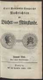 Nachrichten zur B&uuml;cher- und M&uuml;nzkunde. T. 2 [&hellip;]