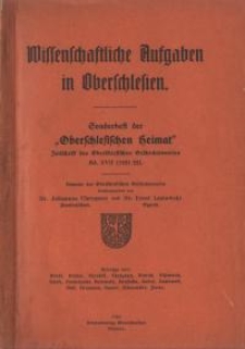 Wissenschaftliche Aufgaben in Oberschlesien : eine Sammlung von Aufsätzen / namens des Oberschlesischen Geschichtsvereins hrsg. von Johannes Chrząszcz und Ernst Laslowski