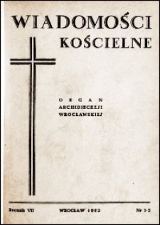 Wiadomości Kościelne. R. 7, 1952, nr 1-2