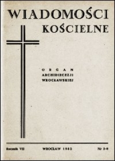 Wiadomości Kościelne. R. 7, 1952, nr 3-8