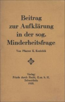 Beitrag zur Aufklärung in der sog. Minderheitsfrage