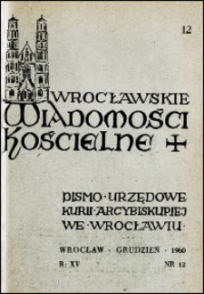 Wrocławskie Wiadomości Kościelne. R. 15, 1960, nr 12