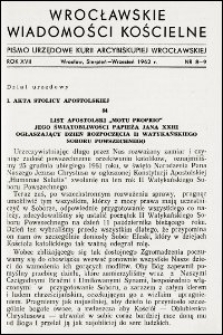 Wrocławskie Wiadomości Kościelne. R. 17, 1962, nr 8-9