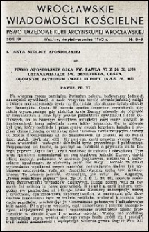 Wrocławskie Wiadomości Kościelne. R. 20, 1965, nr 8-9