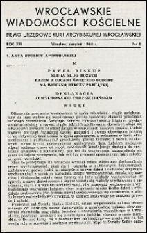 Wrocławskie Wiadomości Kościelne. R. 21, 1966, nr 8