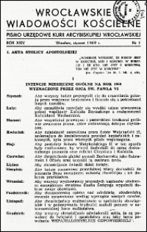 Wrocławskie Wiadomości Kościelne. R. 24, 1969, nr 1