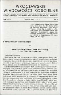 Wrocławskie Wiadomości Kościelne. R. 27, 1972, nr 5