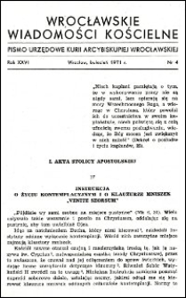 Wrocławskie Wiadomości Kościelne. R. 26, 1971, nr 4