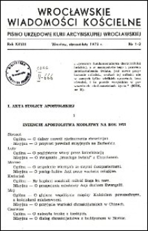 Wrocławskie Wiadomości Kościelne. R. 28, 1973, nr 1-2