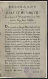 Programme Du Ballet Heroique donn&eacute; le jour de l&rsquo;Inauguration de la Statue du Roy Jean Sobieski