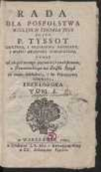 Rada Dla Pospolstwa Względem Zdrowia Jego […]. T. 1