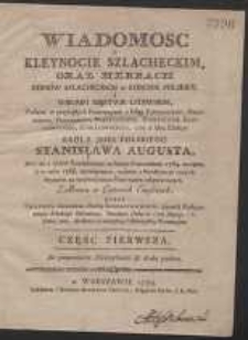 Wiadomość o Kleynocie Szlacheckim Oraz Herbach Domów Szlacheckich w Koronie Polskiey i Wielkim Xięstwie Litewskim […]. Cz. 1-4