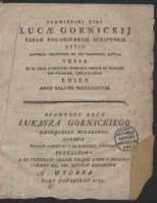 Clarissimi Viri Lucae Gornickij [&hellip;] Actio Adversus Demetrium Et Pro Demetrio, Latine Versa [&hellip;] = Sławnego Męża Łukasza Gornickiego [&hellip;] Sprawa Przeciw Dymitrowi Y Za Dymitrem