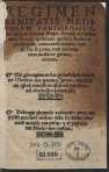 Regimen Sanitatis Medicorum Parisiensium, pro tuenda sanitate Regis Angli[a]e […] = Ein gut regiment der gesundtheit [….] = Dobrego zdrowia rządzenie […]