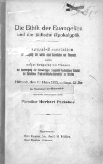 Die Ethik der Evangelien und die jüdische Apokalyptik