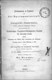 Johannes a Lasco und der Sacramentsstreit