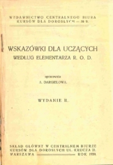 Wskazówki dla uczących według elementarza R. O. D.