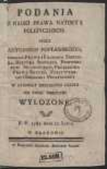 Podania Z Nauki Prawa Natury I Politycznego […] W Głowney Krolestwa Szkole Na Popis Publiczny Wyłozone R. P. 1781. Dnia 21. Lipca