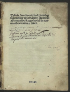 Tabulae directionum et profectionum; Tabella sinus recti