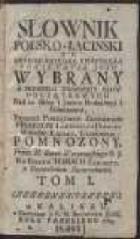 Słownik Polsko-Łaciński Ze Skarbu Księdza Knapiusza [...] Wybrany / A Przeszło Dwomasty Słow Początkowych Nad To Słów i Jmion Rodzaiami i Odmianami, Tudzież Porządnym Zebraniem Pisarzow Łacińskich […] Pomnozony Przez M. Bened. Woronowskiego […]. T. 1. [Var. B]