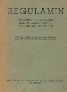 Regulamin egzaminu dojrzałości liceum ogólnokształcącego dla eksternów