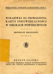 Wskazówki do prowadzenia karty indywidualności w szkołach powszechnych